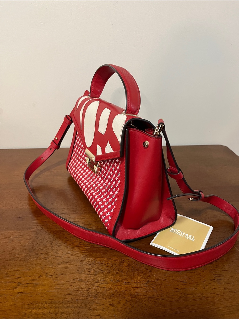 Michael Kors Red and White Logo Top-Handle Satchel - Picture 4 of 8